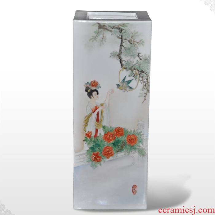 Offered a home - cooked r jingdezhen famous Yu Bin hand - made famille rose porcelain vase, home furnishing articles four beautiful 】 【 collection