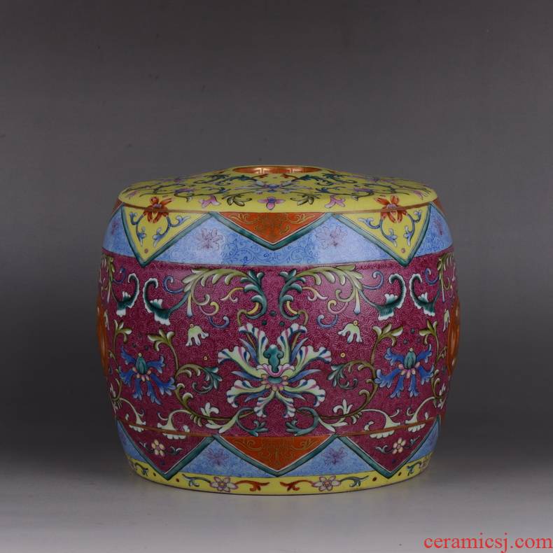 Pianology picking archaize of jingdezhen porcelain enamel climbing flower drum who wedding gift hand pressure