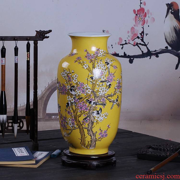 Beaming powder enamel vase in the jingdezhen ceramics, hand - made home decoration furnishing articles sitting room mesa vase