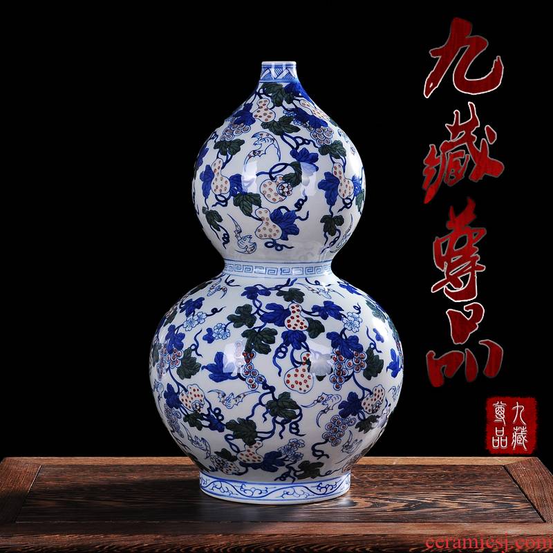 Antique vase of blue and white porcelain of jingdezhen ceramics youligong gourd bottle of home sitting room handicraft furnishing articles