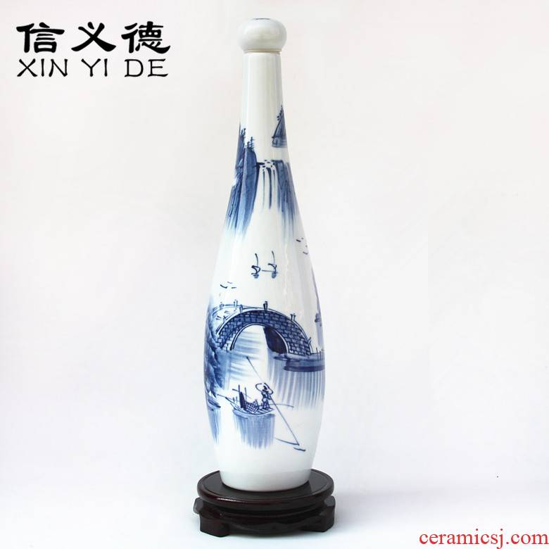Jingdezhen three catties ceramic seal wine bottle with hand - made jiangnan water mercifully jars wine 3 kg hip flask