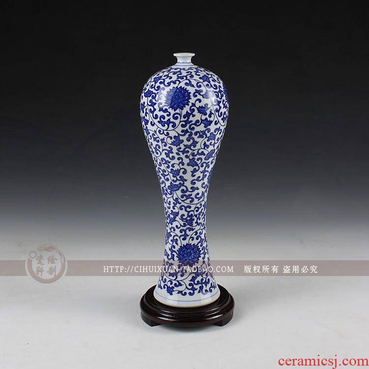 Jingdezhen ceramics together string son lotus beauty of blue and white porcelain bottle vase gift porcelain home decoration furnishing articles