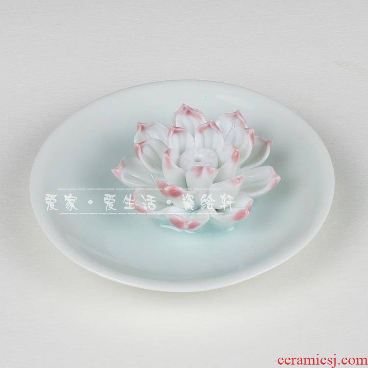 Ceramic and lotus fragrance put desk tray incense inserted sweet home dish incense buner in joss stick vertebral fragrant lotus