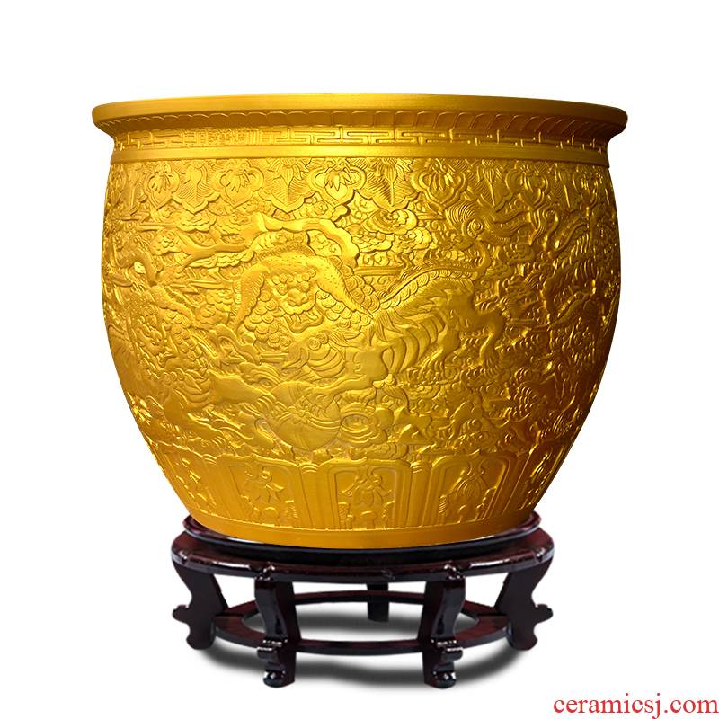 Jingdezhen ceramics multi - purpose storage carved golden vats, the adornment that occupy the home furnishing articles opening gifts jg1