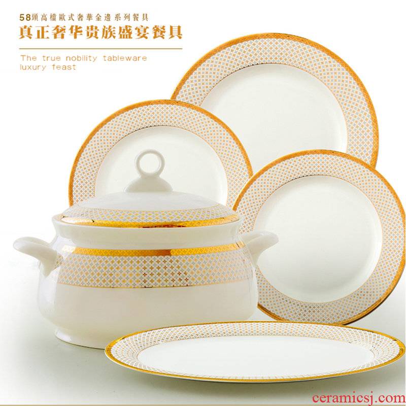 Chinese porcelain tableware suite 58 skull Korean wedding gift dishes dishes European - style up phnom penh jingdezhen ceramics