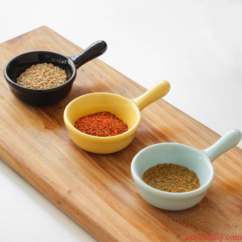 Disc ceramic creative Japanese mini mustard sauce handle little dish dish dish seasoning sauce vinegar sauce dish