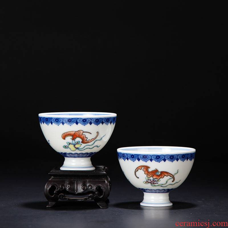 Po color porcelain porcelain dou Lin alum red in the eyes of the heart cup