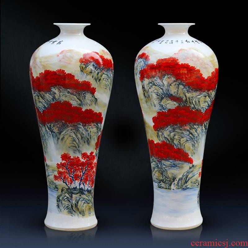 Jingdezhen ceramics pure hand - made vases landing large full name plum bottle sitting room place decorative arts and crafts