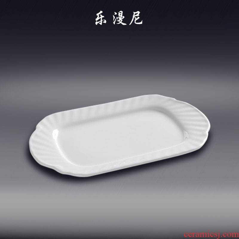 Le diffuse, pure white - PND unit tail - on rectangular plate ceramic tableware banquet stir - fry creative special - shaped hot plate