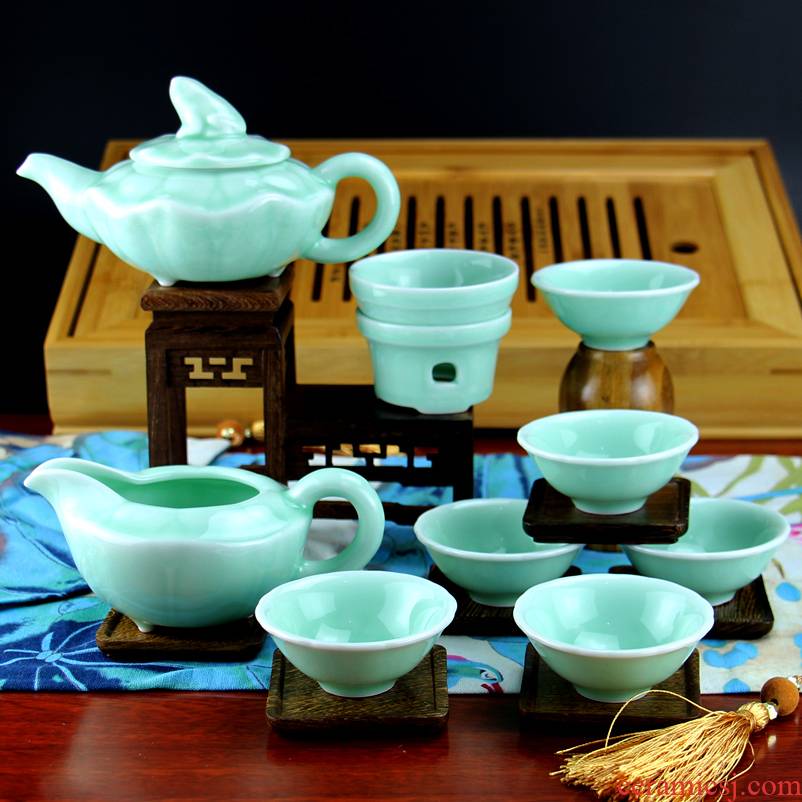 Jingdezhen ceramics tea set special ceramic household kung fu tea song celadon glaze a complete set of tea sets