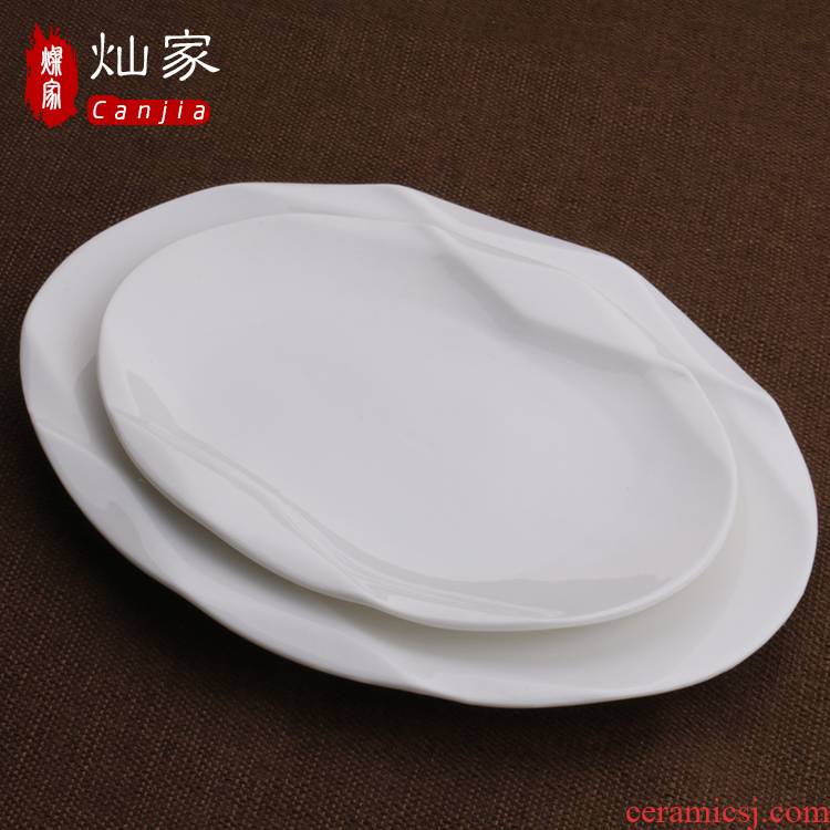 The downtown denier shaped disc ceramic plate elliptical fish plate hotels plate snack plate household pure Chinese cabbage dish plates
