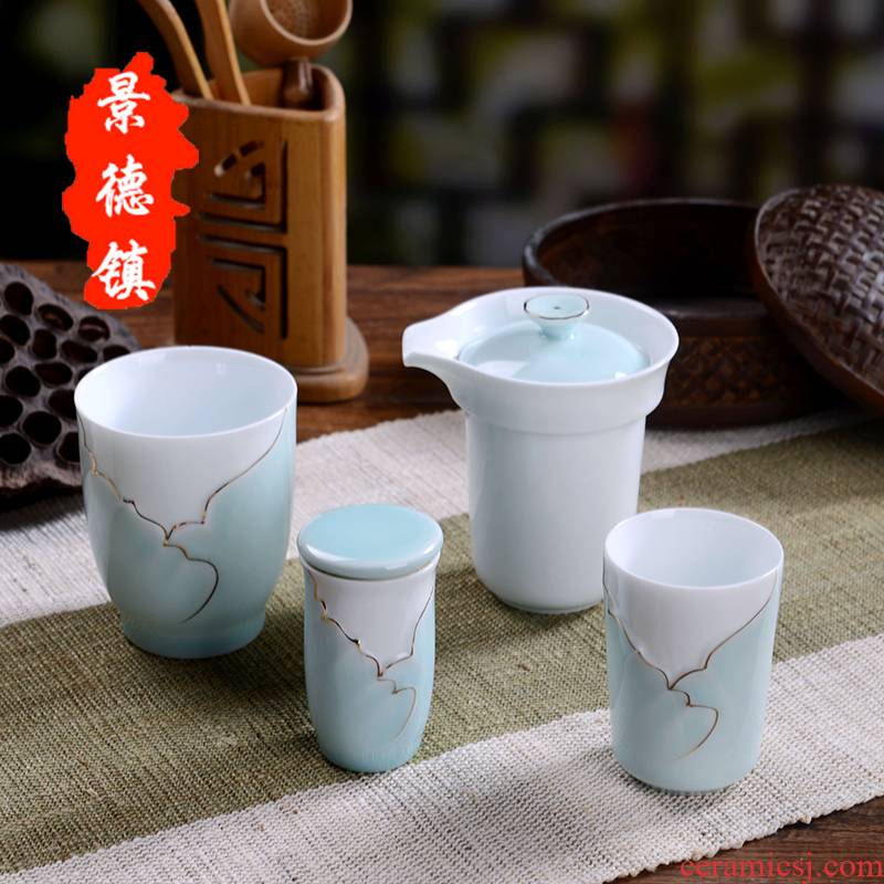 Celadon crack cup travel a pot of two glass ceramic kung fu tea set is suing portable cup teapot household