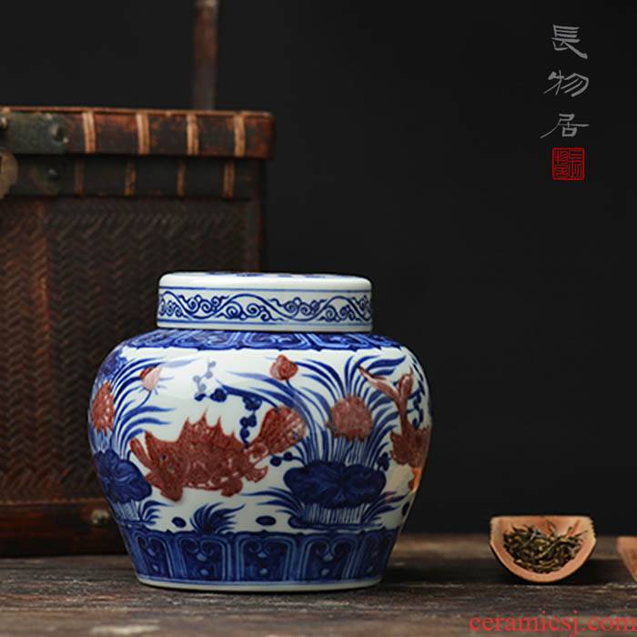 The View flavour is blue and white youligong hand - made porcelain cover pot of tea warehouse caddy fixings jingdezhen ceramic tea set by hand