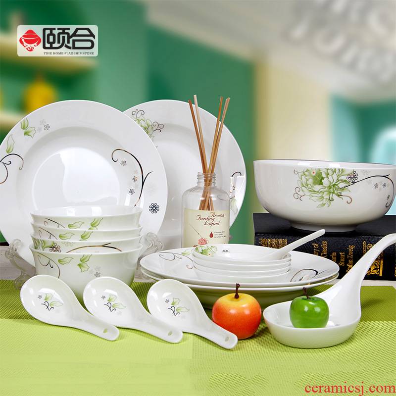 18 Korean flower dishes run of disc head ipads porcelain tableware a family of four daily combination move wedding gift set