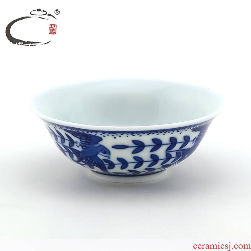 Jingdezhen blue and white porcelain and auspicious of the four seasons changchun cup hand - made kung fu tea cup sample tea cup tea bowl