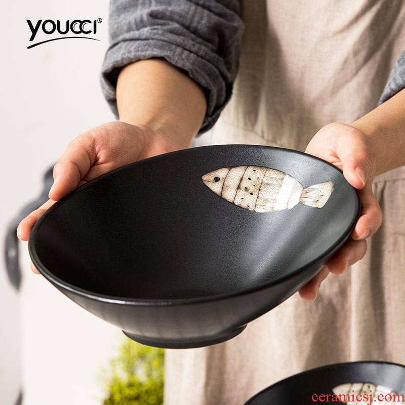 Youcci porcelain Japanese creative leisurely bevel ceramic salad bowl bowl shaped cold dish bowl of hot pot dishes hotel tableware