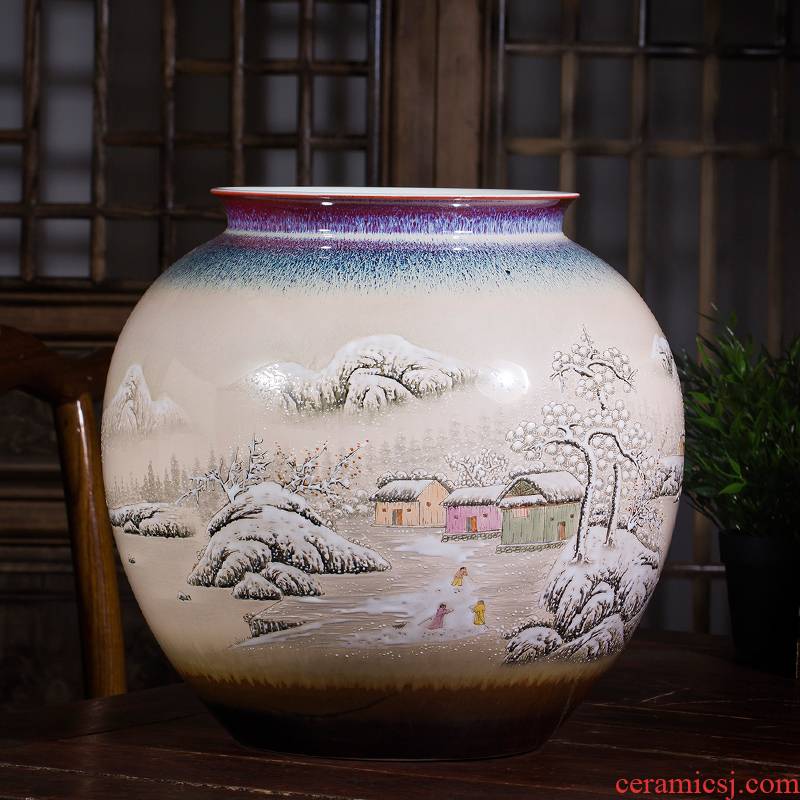 Archaize of jingdezhen ceramic famille rose by hand - made pot - bellied vase sitting room porch decoration of Chinese style household furnishing articles