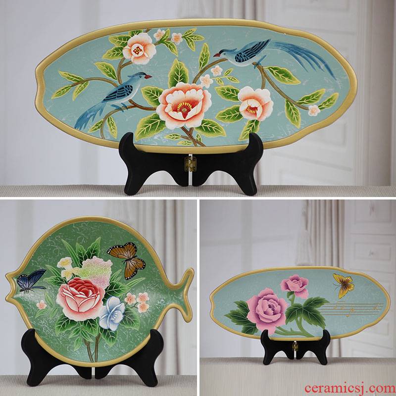 Large ceramic fish well furnishing articles American pastoral living room TV cabinet rich ancient frame home decoration handicraft furnishing articles