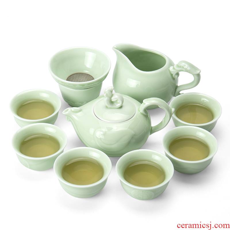 Ronkin celadon kung fu tea set of a complete set of Japanese creative household contracted tea teapot teacup 6