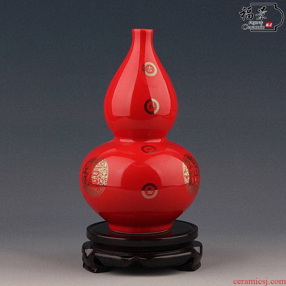 The scene ideas in modern China red Chinese vase decoration home decoration ceramic sitting room furnishing articles of handicraft