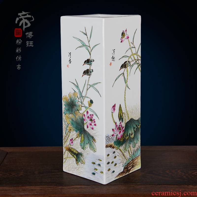 Jingdezhen ceramics imitation the qing qianlong pastel hand - made lotus lotus flower vases, antique household handicraft furnishing articles