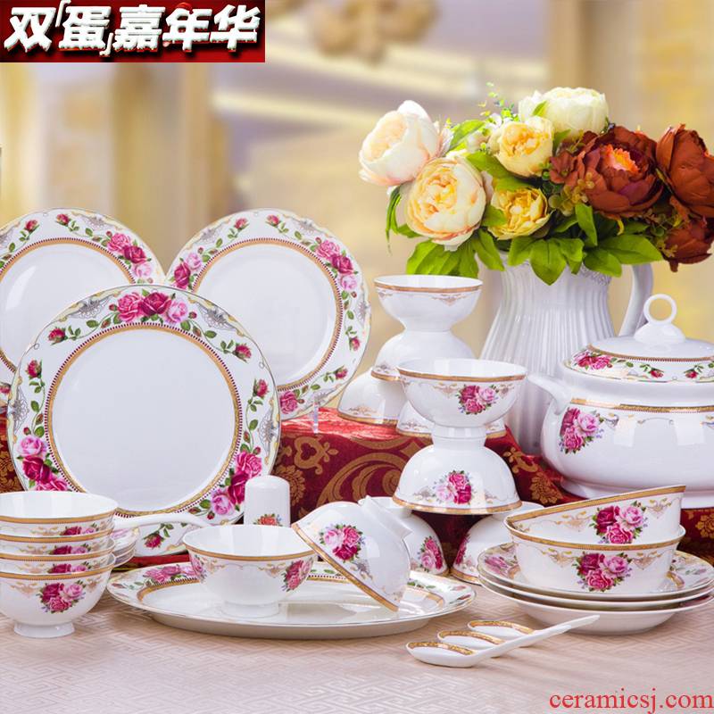 56 skull porcelain is jingdezhen ceramic tableware tableware suit Chinese style pastel up phnom penh han edition suit to use