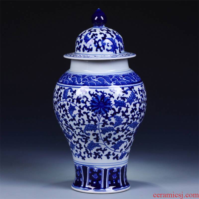 Jingdezhen ceramic vases, flower receptacle furnishing articles archaize the general pot of blue and white porcelain vase home sitting room fashion accessories