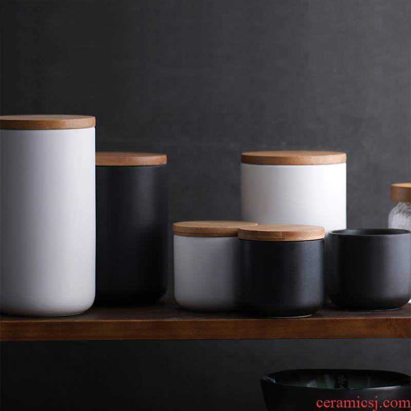 Wuxin seal pot large ceramic kitchen food grains, receive a bottle of household small coffee storage tank