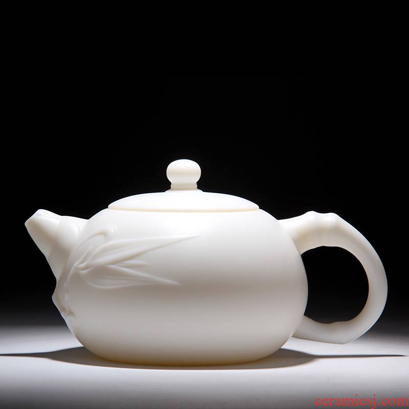 Mingyuan FengTang dehua white porcelain clay kaolin to suggest the teapot, burn and hand - made pot (bamboo)