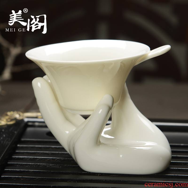Beauty cabinet kung fu tea sets white porcelain jade hand screen pack two tea) tea saucer filter household