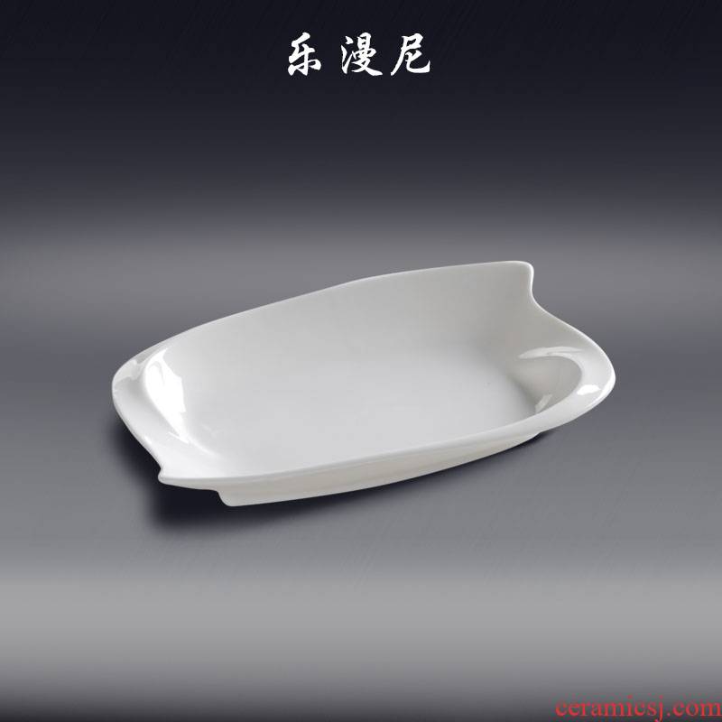 Le flood, from deep rectangular plate - pure white hotel Japanese ceramics tableware snack FanPan abnormity cold dishes