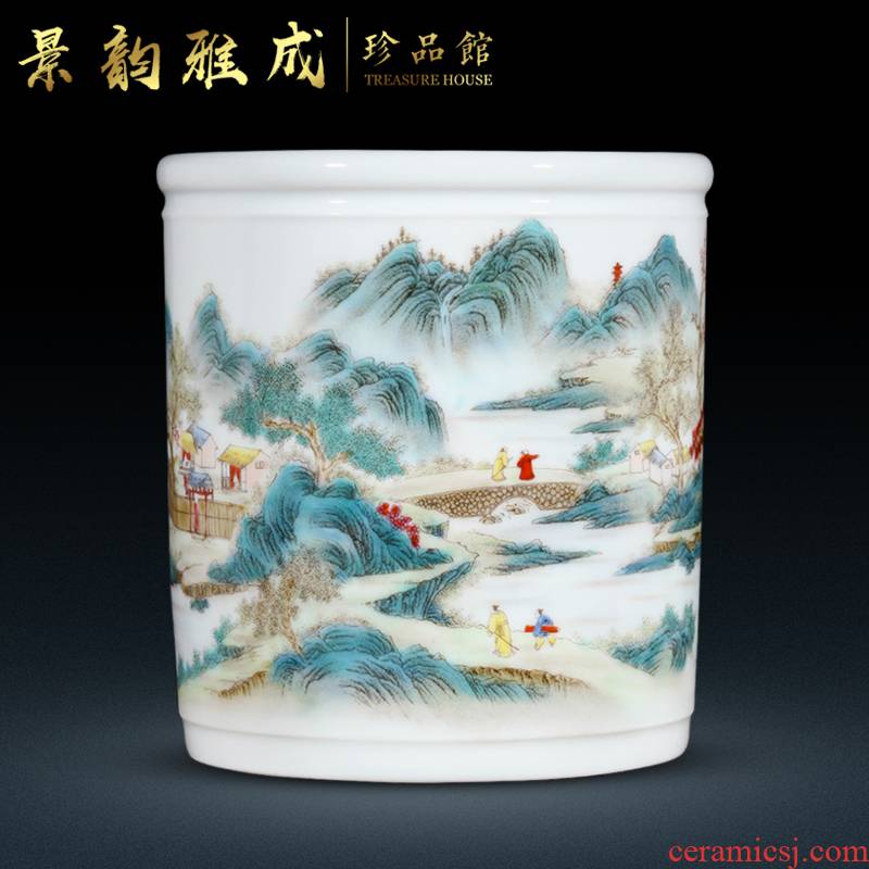 Jingdezhen ceramic vase brush pot of new Chinese style decoration pen pen container handicraft furnishing articles home study office