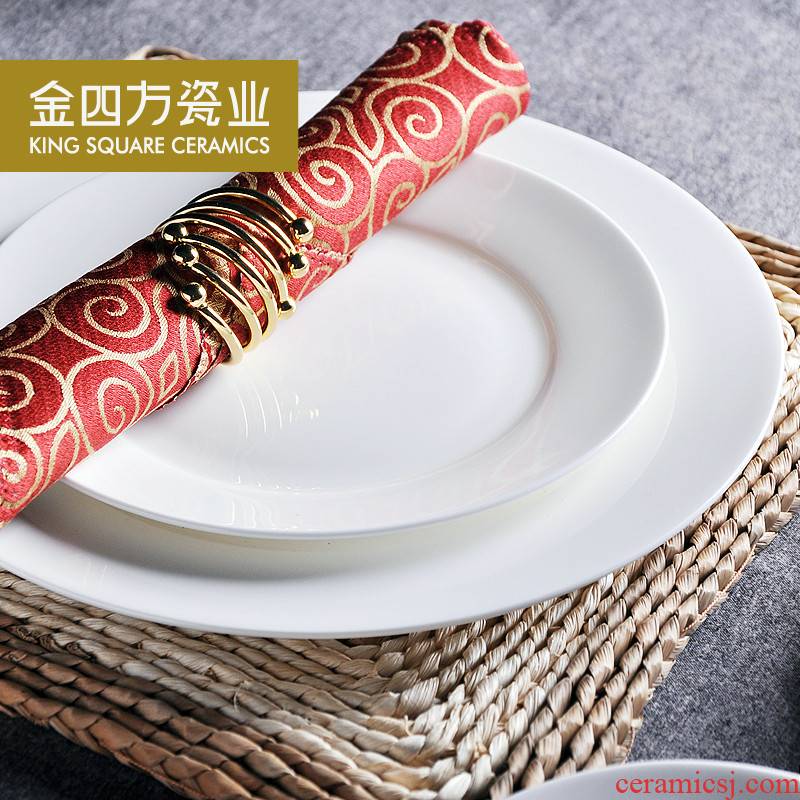 Gold square white ipads China porcelain plate 6.5-10 inch flat disc plate beefsteak cold dishes dishes