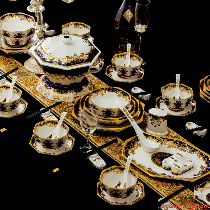 Jingdezhen ceramic tableware sets up phnom penh court European anise bowl dish dish ceramics Chinese high - end gift box