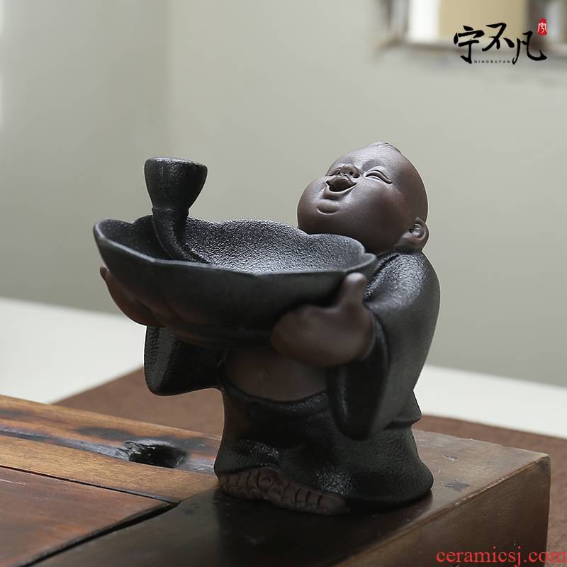 Ning uncommon) mesh filter tea pet amphibious black pottery ceramic kung fu tea tea accessories