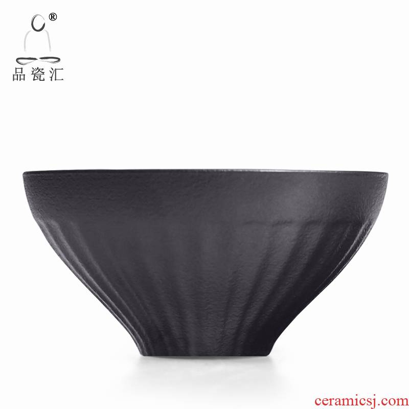 The Product porcelain sink sample tea cup of black thick ceramic household portable travel office setting and tin cups zen tea masters cup