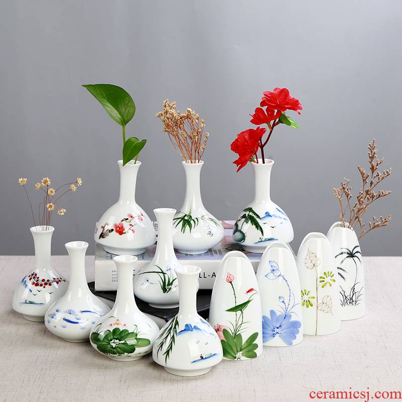White vase hand - made celadon ceramics flowerpots indoor dry flower adornment desktop furnishing articles bottle water raise hydroponic the plants