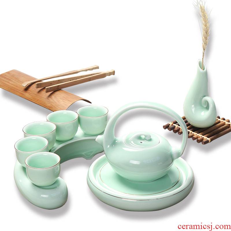 Xin arts margin celadon dry tea plate kung fu tea set of a complete set of ceramic tea tray saucer teacup teapot