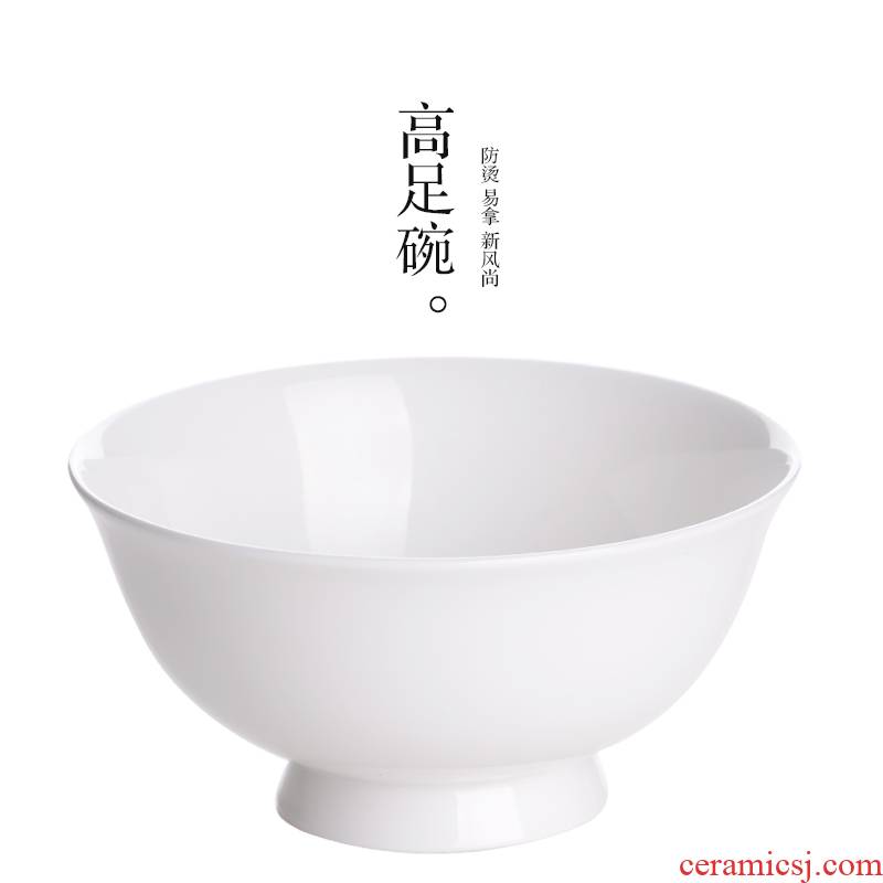 Chinese style is pure white ipads bowls footed bowl creative household ceramic bowl bowl high anti steamed bowl is not hot