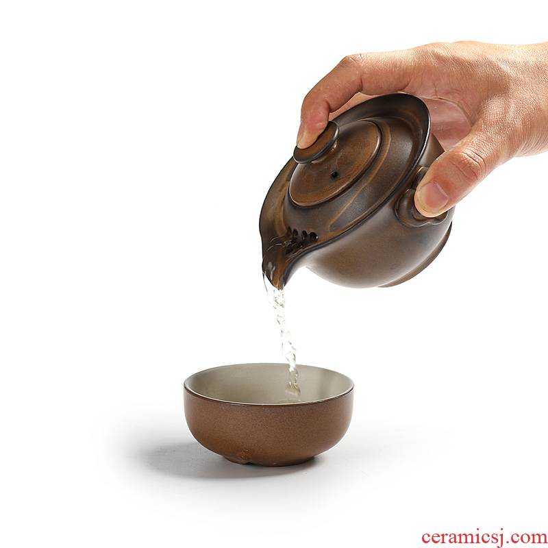 Really filled coarse pottery crack cup a pot of a personal portable office kung fu tea set suit glass teapot