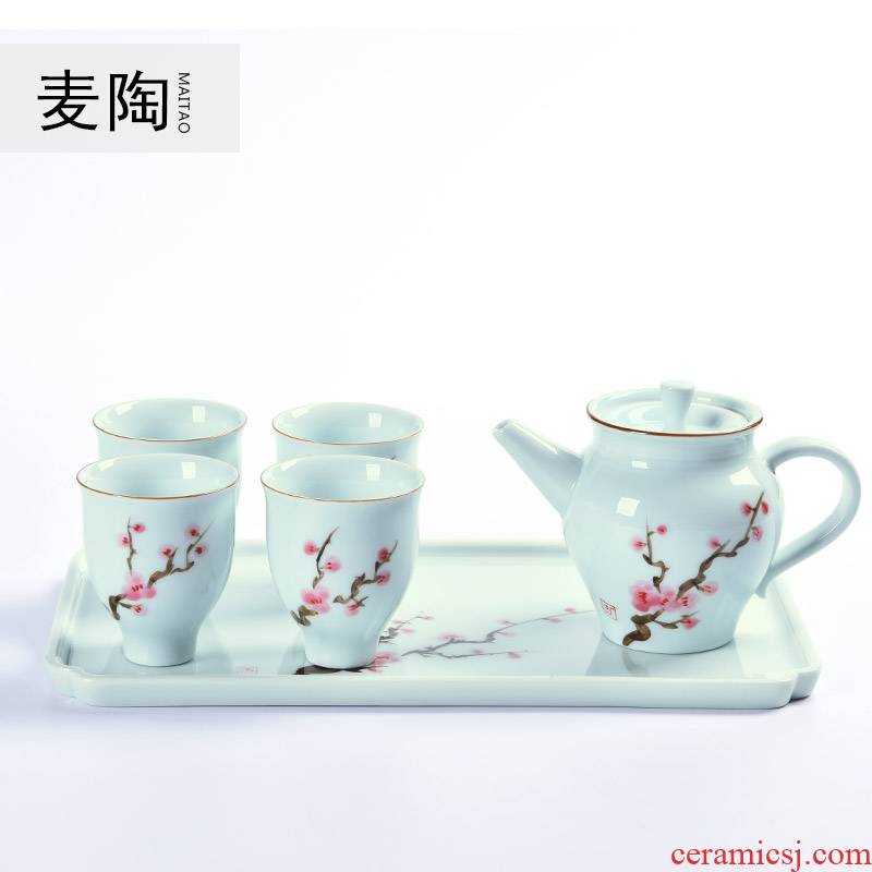 MaiTao hand - made name plum flower tea pot of a complete set of suit single pot of hand - made of ceramic kung fu tea set to filter the teapot
