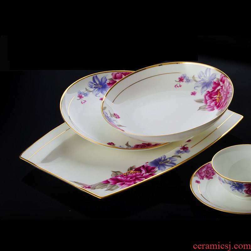 Jingdezhen ceramic tableware Chinese ceramic dishes combination of high - grade up phnom penh gift set dishes household covered 88 times
