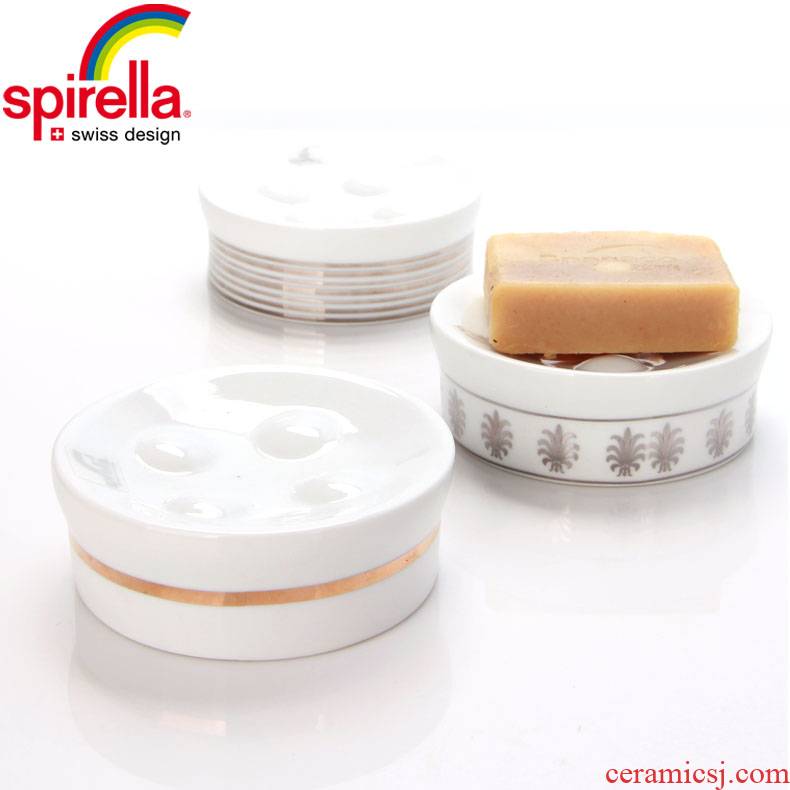 SPIRELLA/silk pury contracted Swiss ceramics gold stripe ceramic bathroom soap box creative European - style soap box