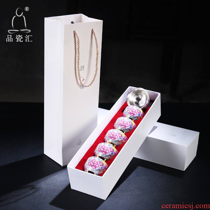 The Product of jingdezhen porcelain remit manual colored enamel coppering. As silver tea set single glass ceramic cups 6 pack sample tea cup gift box