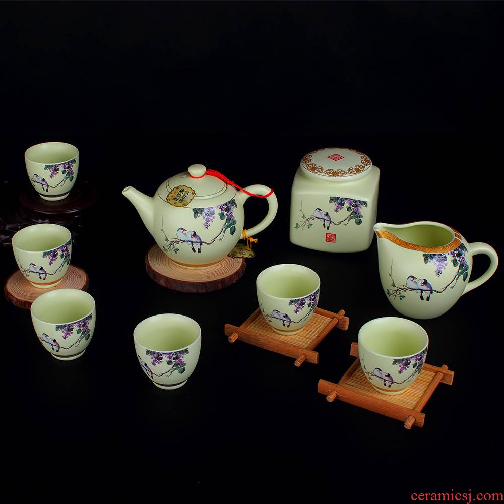 A whole set of jingdezhen ceramics kung fu tea set of the teapot tea caddy fixings gift set sample tea cup of tea