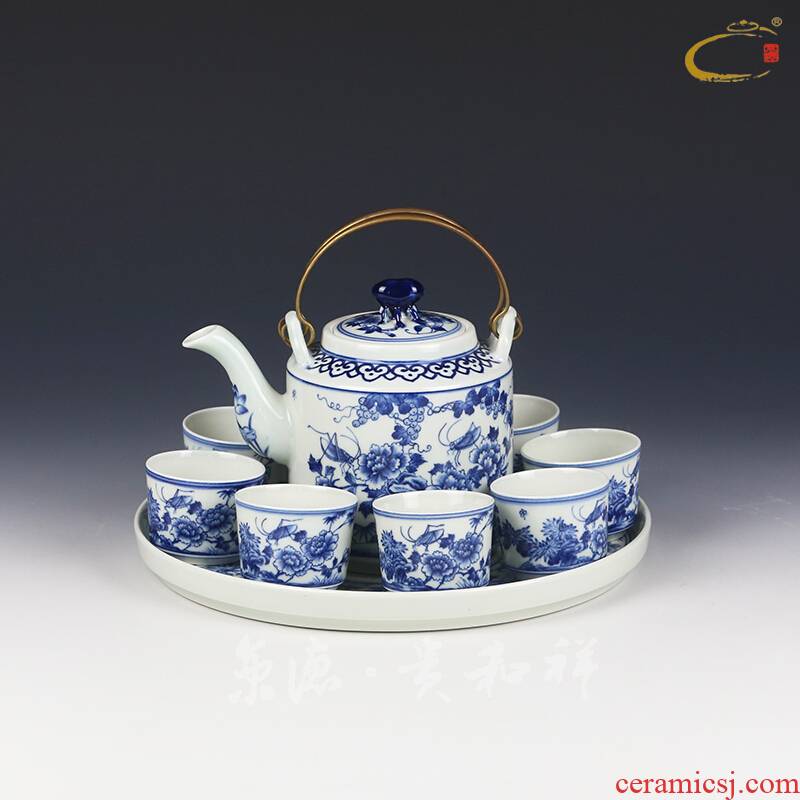 Beijing 's guests cheung kung fu tea set of jingdezhen hand - made ceramic gifts all hand girder pot pot of a complete set of groups