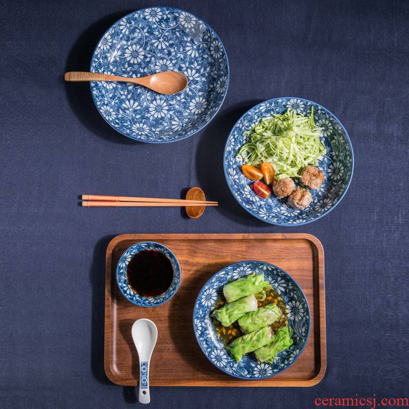Japanese porcelain soul under glaze color porcelain plates Chinese blue and white porcelain plate rice dish dish soup dish