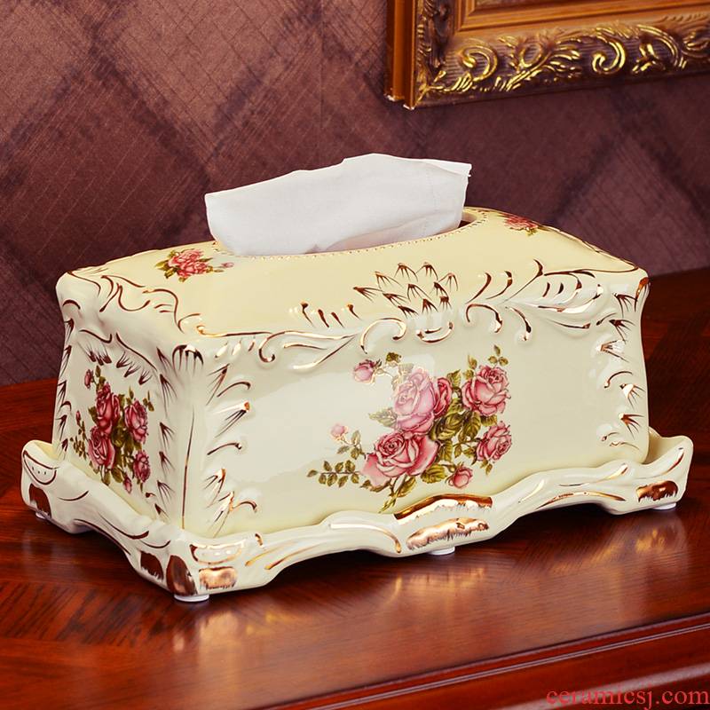 Friends live tissue box European ceramic creative vintage ivory porcelain household move rural living room home furnishing articles
