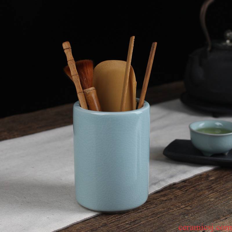 Hon art ceramics receive tube tea large brush pot contracted kung fu tea set your up accessories receive a trumpet