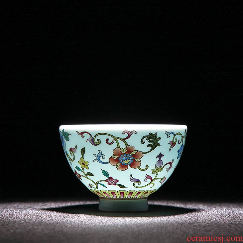 Treasure porcelain jingdezhen Lin four co high temperature glaze colored enamel traditional hand - drawn heart lamp cup opens to booking a master